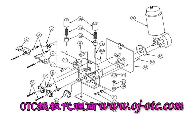 OTC Daihen 送丝机 AF4001 分解图，各零件符号标注