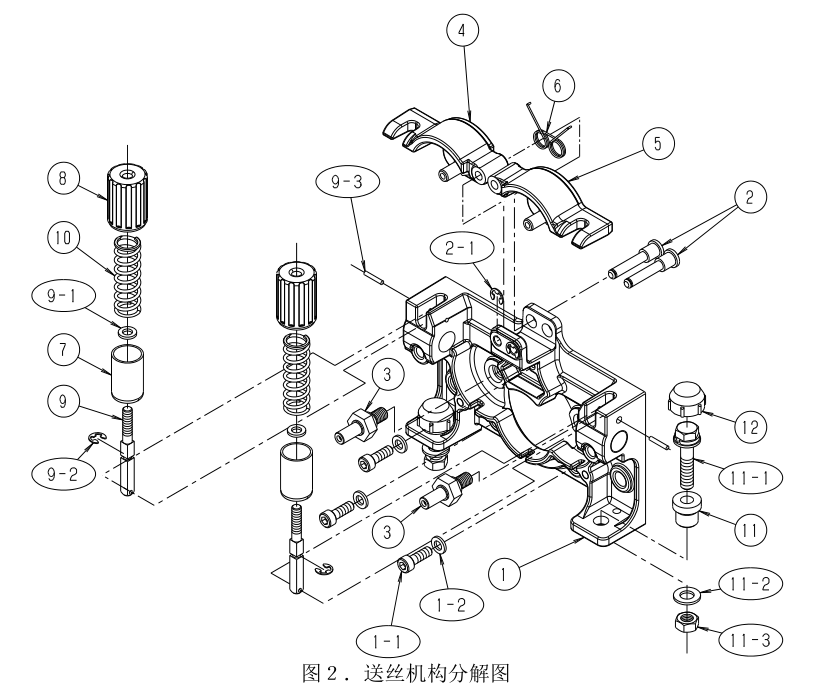 OTC Daihen 送丝机 CM7402/CMW-742-C 送丝机构分解图