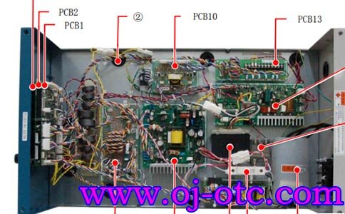 OTC ADP400 焊机内部结构 俯视图 PCB2 位置